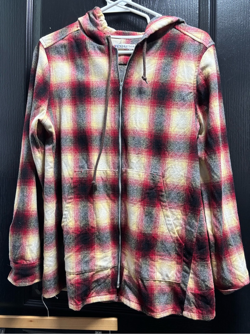 Pendleton wool Red & Yellow Plaid Zip uo Hoodie